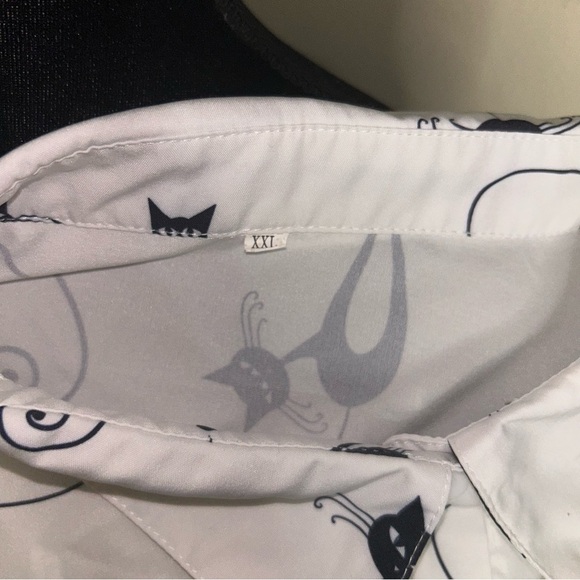 Cat print button down long sleeve shirt - Picture 7 of 7